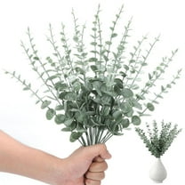 Artificial Eucalyptus Leaves Decoration, Pack of 30 Artificial Eucalyptus Branches, Artificial Plants, Eucalyptus Stem, Silver Dollar Fake Plant for Garden, Wedding, Party, Home Decoration