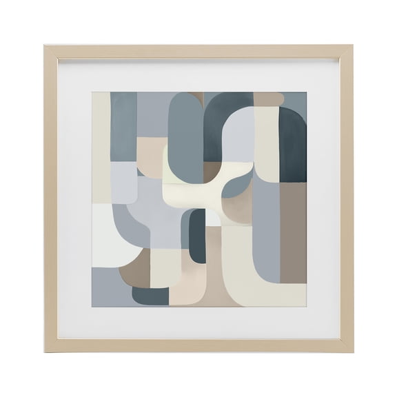Stupell Industries Modern Bauhaus Blue Curves Birch Framed Print Under Glass, 16 x 16, by Annabelle Hall