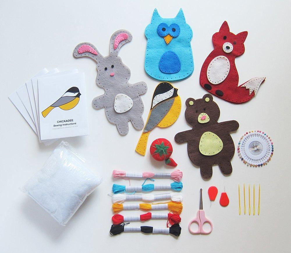 Beginners Educational Crafts Kit f Sewing Kit for Kids Woodland Animals 39pcs