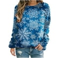 thumbnail image 2 of EGNMCR Christmas Sweatshirt Mode Femmes Imprimé Col Rond Tops Manches Longues Confortable Blouse Sweatshirt sur l'Autorisation, 2 of 4