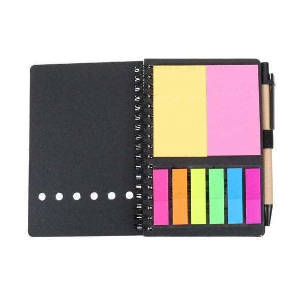 Worgeous  Sticky Lined Notepad Memo Notebook for Work Notebooks Miss Student Black