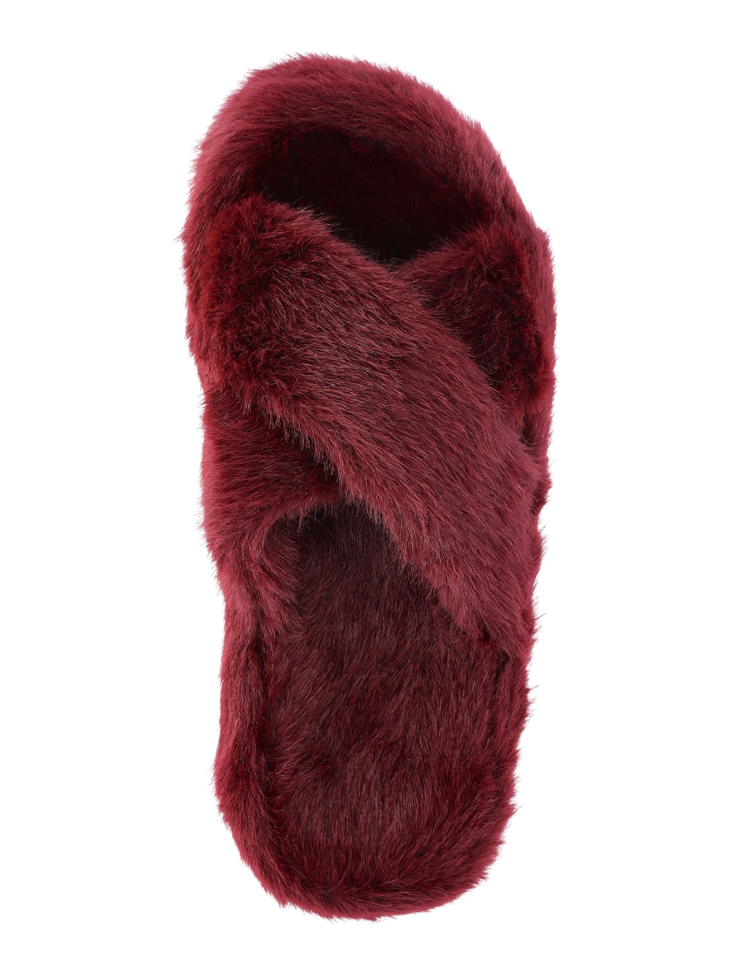 No Boundaries Women's Faux Fur Platform X-Band Slippers