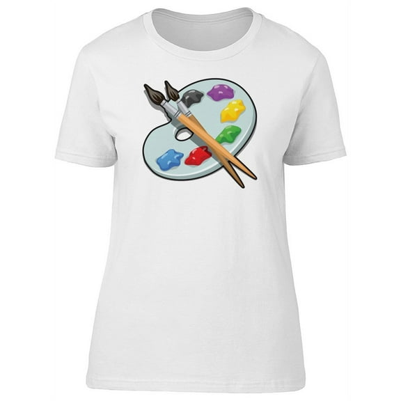 Palette With Paint And Brushes T-Shirt Women -Image by Shutterstock, Female Large