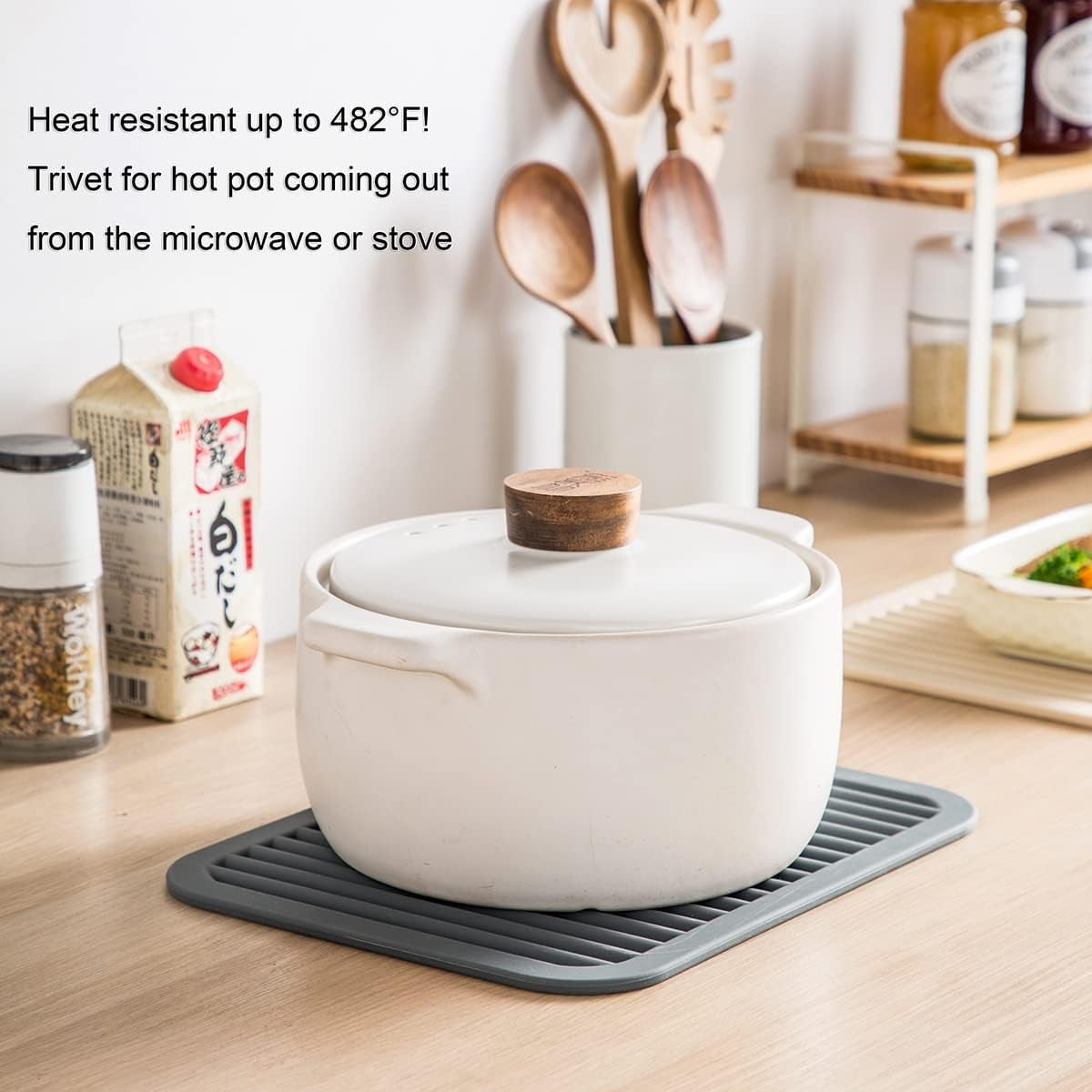 2 Pcs Large Silicone Trivet Mat For Hot Dishes/heat Resistant Pot Holder,  Non Slip Thick Flexible Hot Pads For Kitchen Table