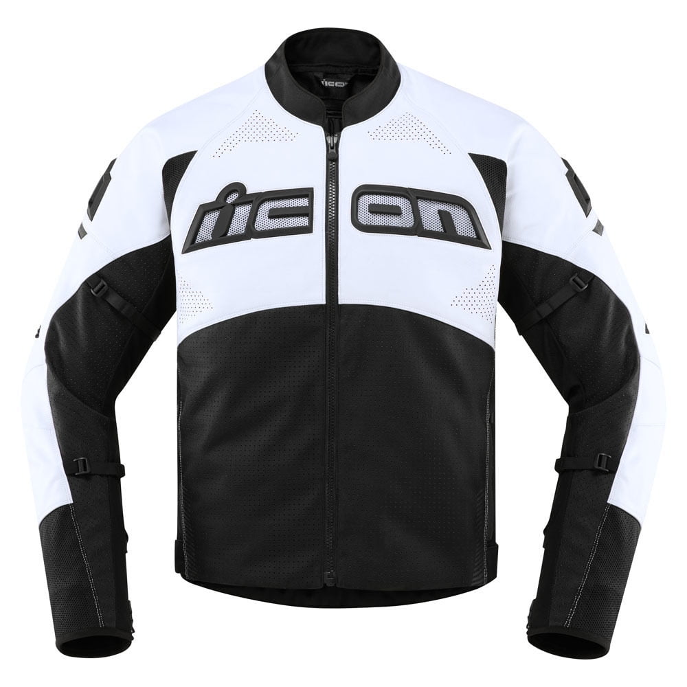 Icon Contra 2 CE Perforated Mens Leather Motorcycle Jacket White ...