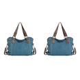 thumbnail image 1 of Bolso Mano para Hombres Y Mujeres Hombro Con Múltiples Bolsillos Lona El () Azul, 1 of 9