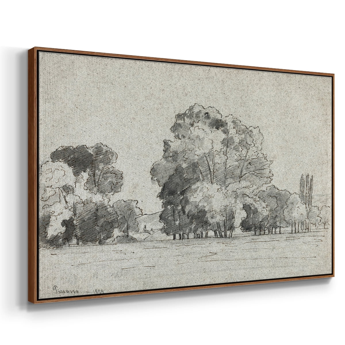 Vintage Landscape-MXIV By Wexford Home Framed in Walnut Wood Gallery Wrapped Canvas 25 in. x 37 in.