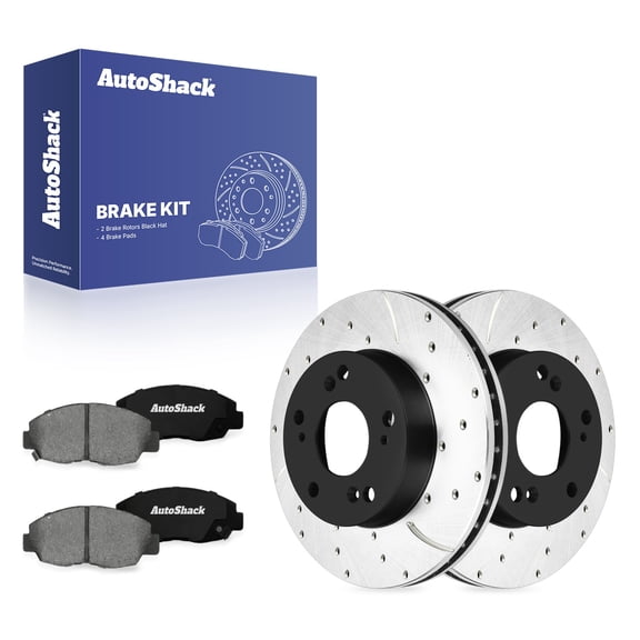 AutoShack Front Brake Rotors & Premium Pads for Honda, Civic 2006-2011, FWD L4 1.8L - E-Coated Drilled & Slotted - ShadowGuard - 10.31" (261.9 mm), 5-Lug