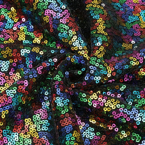 Colorful Sequin Fabric, by The Yard, 1 Yard Length 4.3ft Wide Sequin Velvet Fabric Shiny Sparkly Cloth for DIY Sewing, Dress, Backdrop, Tablecloth, Table Runner