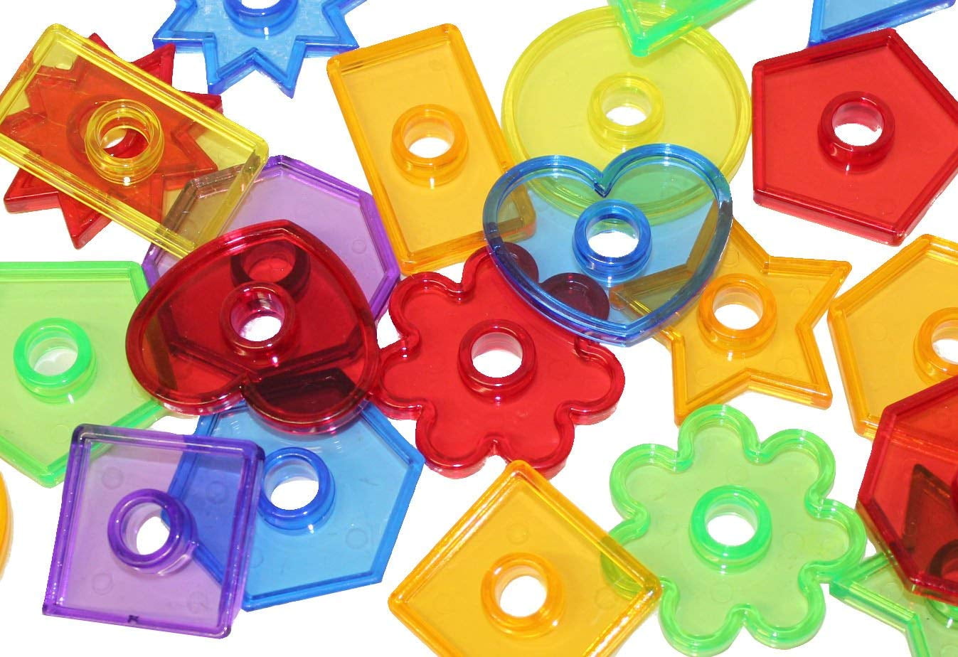 Set of 24 Transparent Large Shape Beads/Buttons 2' - Perfect color and shape sorting manipulative