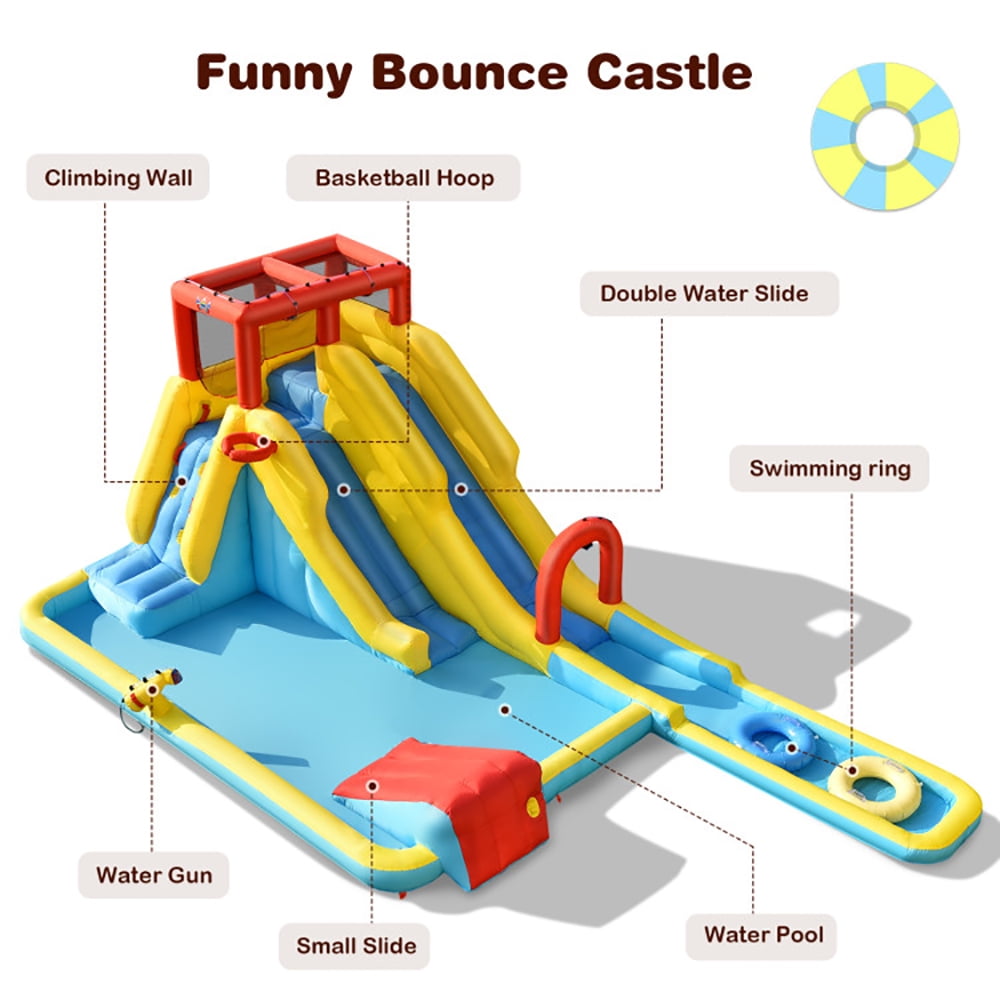 Aimee Lii 7-in-1 Inflatable Dual Slide Water Park Bounce House With 750 Blower, Bounce House Water Slide for Kids 5-10 Aimee Lii 7-in-1 Inflatable Dual Slide Water Park Bounce House With 750 Blower, Bounce House Water Slide for Kids 5-10
