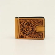 Ariat A3546308 Mens Bifold Clip Floral Embossed Logo Money Wallet,Tan