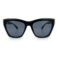 thumbnail image 5 of Womens Oversized Thick Plastic Cat Eye Rectangular Fashion Sunglasses All Black, 5 of 8