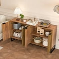 thumbnail image 7 of Fluted Accent Cabinet, Kitchen Sideboard Buffet Cabinet with 4 Fluted Doors, Walnut, 7 of 7