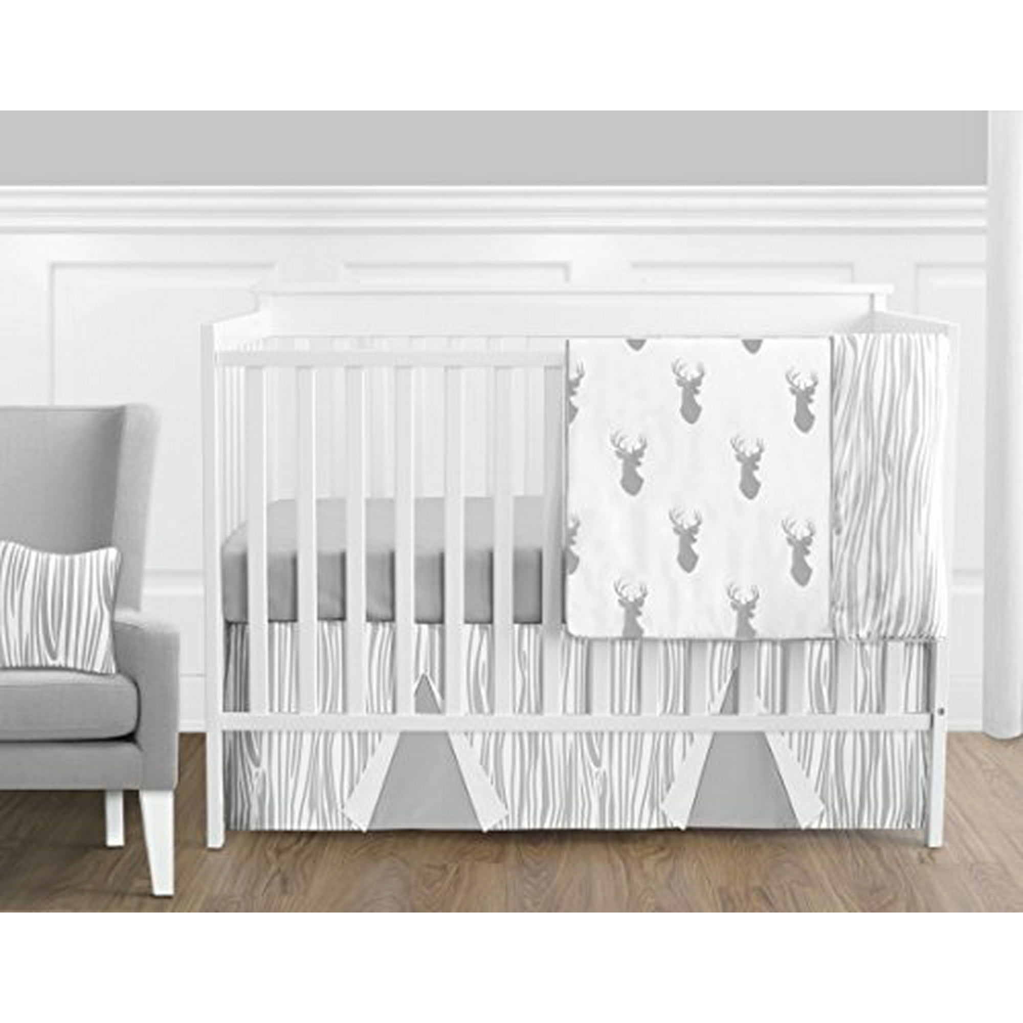 Sweet Jojo Designs 11 Piece Grey And White Woodland Deer Baby Boys