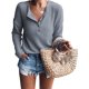 thumbnail image 1 of Minnieouse Top de mujer Camisa de punto de manga larga Botón con cuello en V Blusa de otoño informal Prendas para la parte del cuerpo Gris L Minnieouse AP003296-08, 1 of 4