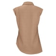 thumbnail image 5 of Yigetop Spring Work Clothes for Women 2025, Cotton Linen Shirts for Women Sleeveless Collared Tops Oversized Button Up Blouses Work Shirts Casual Summer Tshirt Sleeveless Blouses for Women Khaki 2XL, 5 of 8