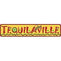 TEQUILAVILLE METAL STREET SIGN 24" X 5" BEER RD ROAD ST AVE TEQUILA MAN CAVE PUB