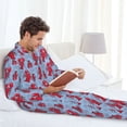 thumbnail image 6 of Pofeuu Cartoon Lobsters 2 Print Men's Long Sleeve Pajama Set Pijamas Para Hombres Pijamas Para Hombres Mens Pajamas Set-Large, 6 of 7