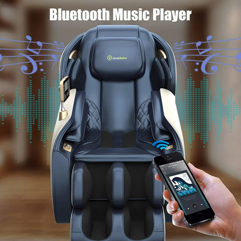 Real Relax 3D Massage Chair Full Body Zero Gravity SL Track Shiatsu Thai Massage Recliner Blue