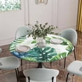 thumbnail image 5 of Tropical Leaves Round Tablecloth for 36-44 Inch Tables,Fitted Table Cover with Elastic Edge,Pastoral Summer Botanical Green Plants Waterproof Outdoor Table Cloth Protector for Patio Garden Dinner, 5 of 9