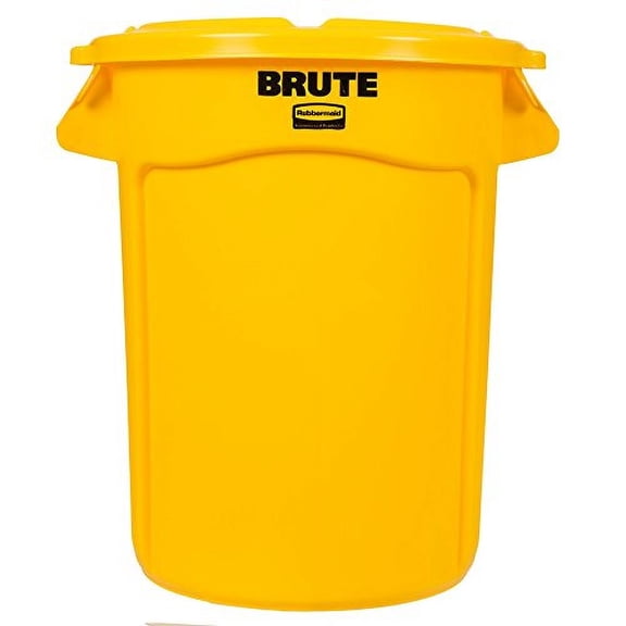 Brute 32 Gallon Yellow Trash Can and Lid