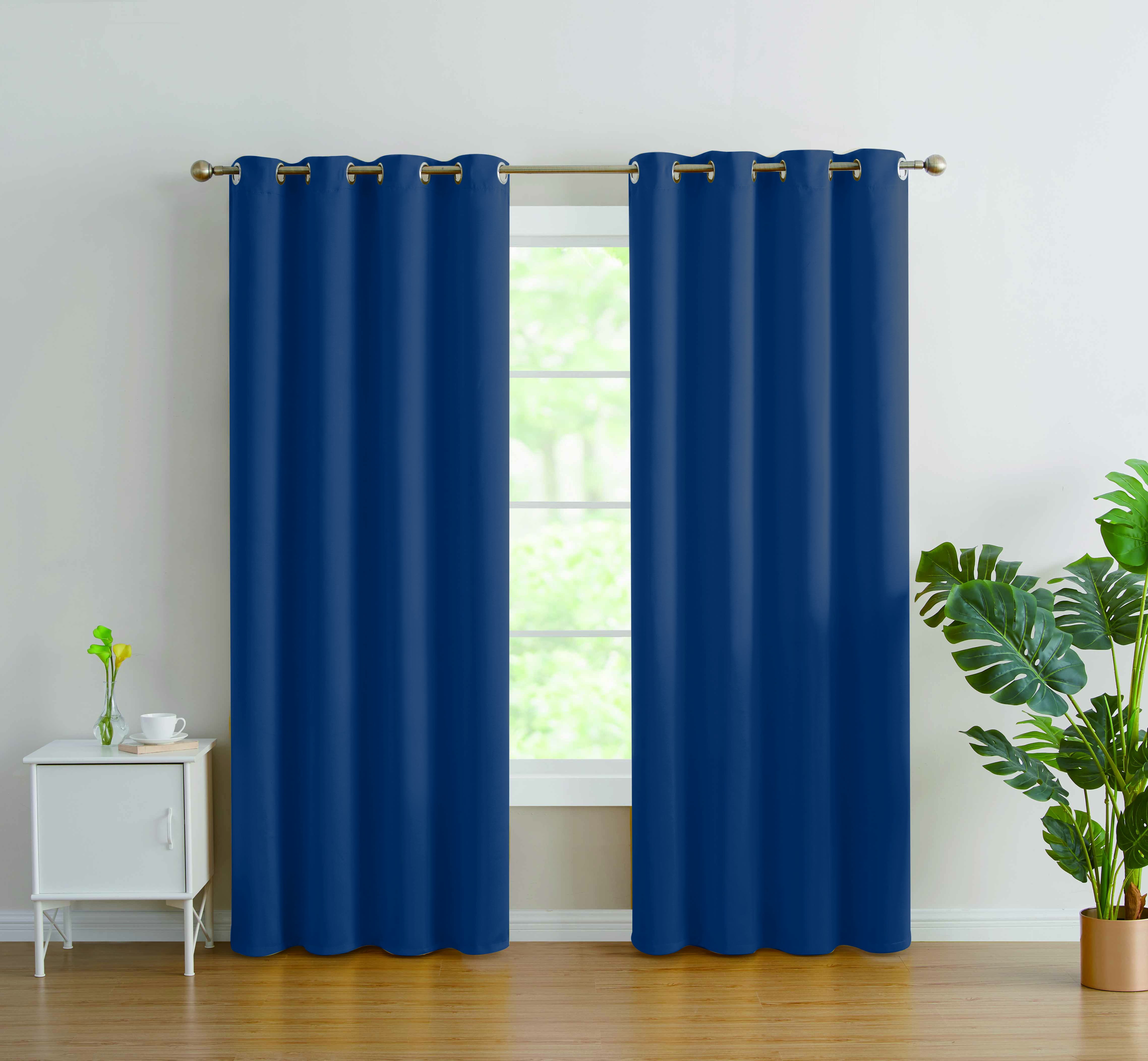 2Pcs Room Darkening Thermal Insulated Blackout Curtains Window Panel Soft Solid 