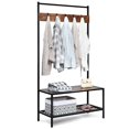 thumbnail image 1 of COSTWAY 3 in 1 Industrial Coat Rack Shoe Bench Hall Tree Entryway Storage Shelf w/ Hooks, 1 of 10