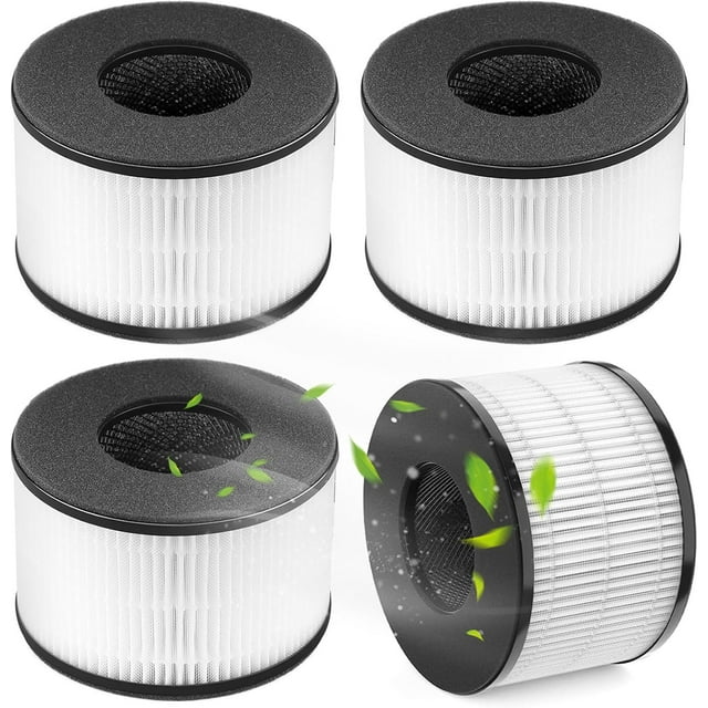 BS-03 True HEPA Replacement Filter for PARTU and Slevoo BS03 Air Purifier Part U & Part X, 3-in-1 Filtration System H13 True HEPA Filter (4)