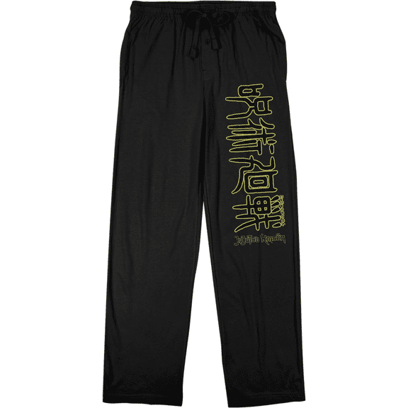 Jujutsu Kaisen Kanji Logo Men's Black Sleep Pajama Pants-3XL