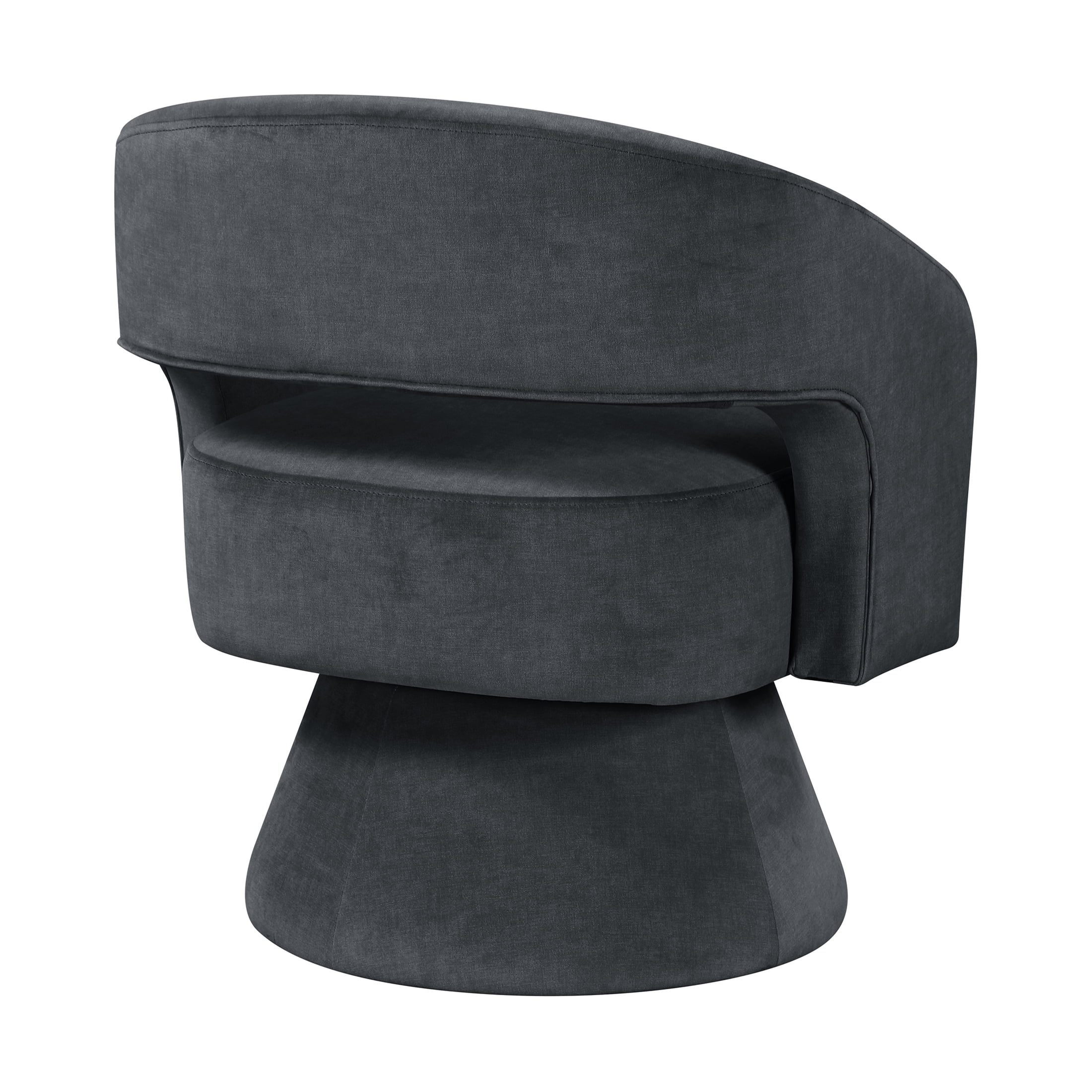 OakvillePark Alderwyn Velvet Swivel Chair with Round Base, Dark Gray