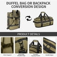 thumbnail image 3 of New York Xpress 40L Convertible Duffel Bag,Heavy-Duty Water-Resistant Travel Bag with Backpack Straps, Army Green - LX737, 3 of 10