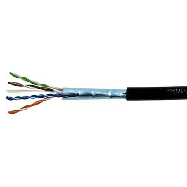 Outdoor Shielded Bulk Ethernet Cat5e Copper Cable Black 500ft