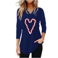 thumbnail image 1 of Navidad mujer Casual ahueca hacia fuera la impresión de manga larga delgada blusa camiseta Tops Fridja fhghd579, 1 of 5
