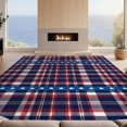 thumbnail image 2 of Design&I 4'x6' Washable Area Rug Stripes Welcome Tartan Plaid Door Striped Doormat Patriotic Stars Refined for Reading Nook, Bedroom, Pet Friendly & Non-Slip Built-In Grip, 2 of 7