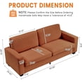 thumbnail image 3 of Qinaqin 83 Moderno Sofá Corduroy 3 Seater Profundo Seat con Ancho Armrest Removable cm de Anchoashable Cojín Cover Comfy para Living Room/Bedroom/Apartment/Small Space Rojo Naranja, 3 of 7