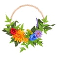 thumbnail image 4 of Corona de primavera, corona de flores artificiales, corona exterior para puerta delantera de balcón con cuentas de madera para inauguración de la casa, 4 of 9