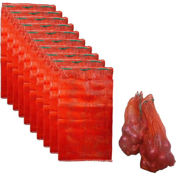 Mesh Onion Bags-10 Pack Vegetable Storage Bags with Drawstring, Breathable Mesh Produce Bags for Potatoes, Onions, Garlic, Fruits, for Kitchen Pantry Organization (Pack of 10)