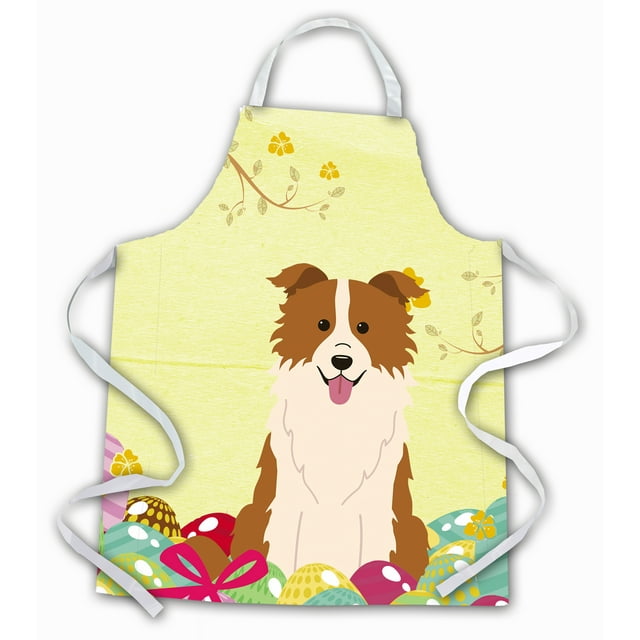 Carolines Treasures BB6119APRON Easter Eggs Border Collie Tablier Rouge et Blanc