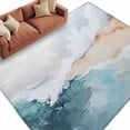 thumbnail image 3 of 8x10 Area Rugs, Teal Beige Non-Skid Rubber Backing Large Rectangle Rugs - Living Room Bedroom Home Office, Modern Oil Painting Art Coastal Indoor Floor Mat Carpets Washable Rug, 3 of 9
