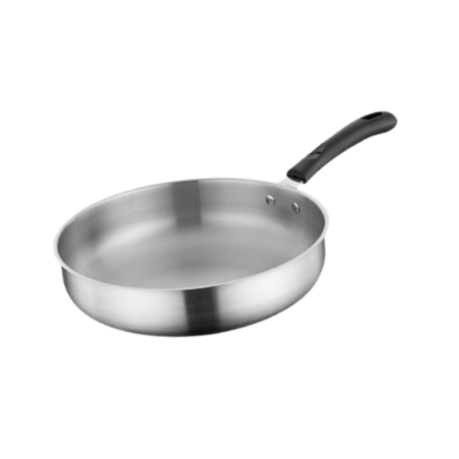 Wswqop Camping Frying Pan Deep Fry Pan Non Stick Cooker Gift Kitchen Cookware Stainless 27.3cm