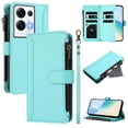 thumbnail image 1 of Compatible Phone Case for OPPO Reno 8 Pro 5G, Premium Leather Zipper Pocket Wallet Phone Case with 9 Card Slots and Removable Wrist Strap, 1 of 5