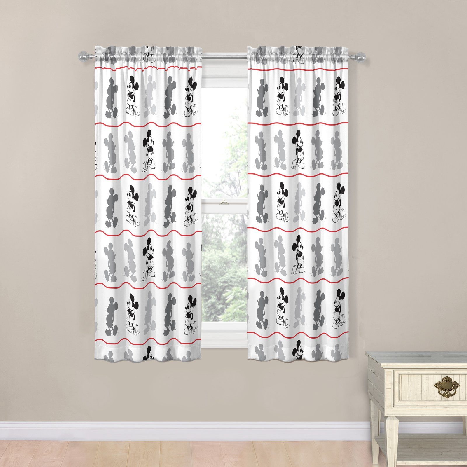 Disney Mickey Mouse Standard Jersey Classic Curtain Set, 2 Panels Included