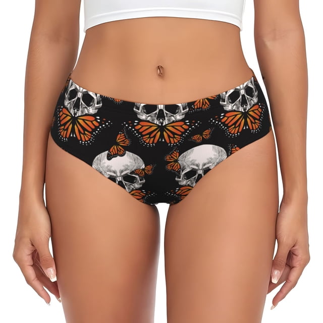 Fotbe Butterfly Skull Calzones Estampados para Mujer – Ropa Interior de Algodón, Cómoda, Suave y Elástica-XX-Large