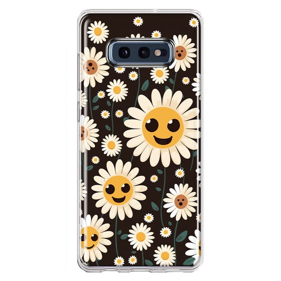 MUNDAZE Samsung Galaxy S10e Cute Smiley Face White Daisies Double Layer Phone Case Cover