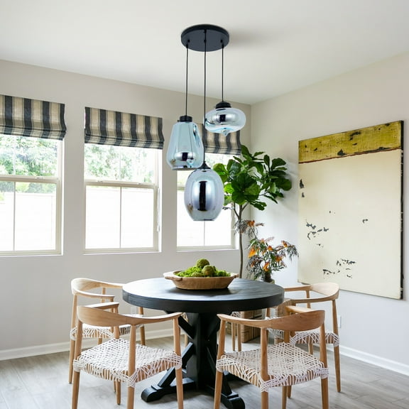 GMizon 12 Inch Modern Premium 3D Glass Chandelier, 3 Head Colorful Bedroom Chandelier, Hallway Living Room Lighting Fixture