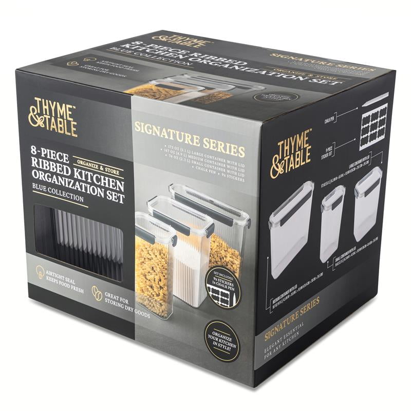 Thyme & Table 8 Piece Pantry Storage Container Set, Airtight Food Storage Containers, Ideal for Pantry Organization, Meal Prep, and Leftovers
