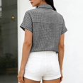 thumbnail image 4 of Iyufng Checkered Blouses for Women Short Sleeve Collared Button-Down Blouses Summer Casual Tops, 4 of 7