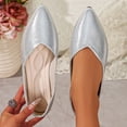thumbnail image 2 of Rokment Womens Metallic Glitter Dress Shoes Ballet Flat Fashionable Casual Comfortable Leather Pointed Toe Slip on Loafers Bridal Wedding Formal Dressy Low Heels for Ladies Silver Size 7, 2 of 7