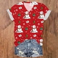 thumbnail image 1 of Fiudx Ofertas Del Día Top de Manga Corta con Cuello En V y Estampado Navideño para Mujer, 1 of 3